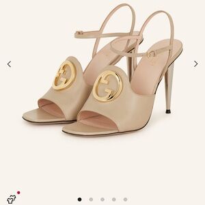 Nude Leather Stiletto Heel Sandals for Women
